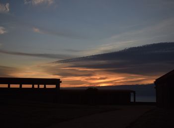 Silhouette built structure against sky during sunset