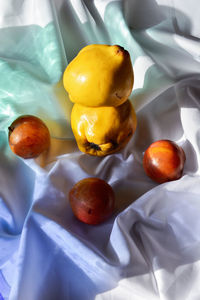 High angle view of fruits on table