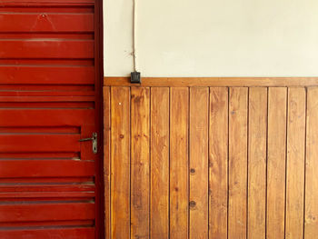 Close-up of wooden door of house