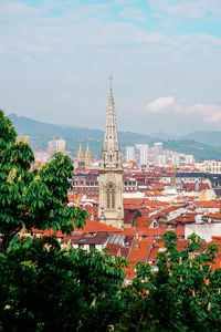 High angle view of townscape against sky