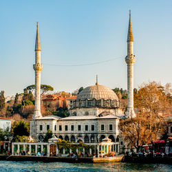 View of buildings against clear sky