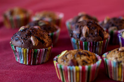 Close-up of cupcakes on table