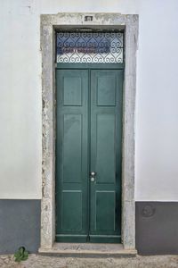 Closed door of building