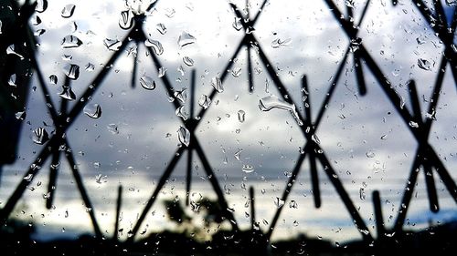 Close-up of water drops on glass