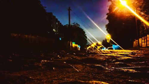 Illuminated street light at night