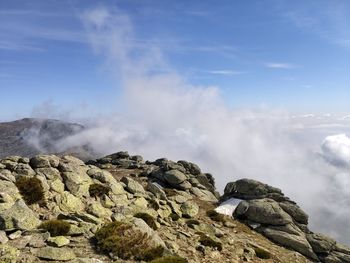 Rolling fog on mountain peak