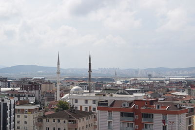 High angle view of townscape against sky