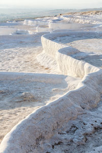 Panoramic view of travertine terraces