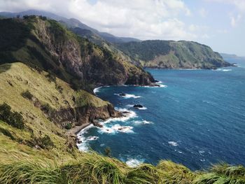 Scenic view of sea and mountains