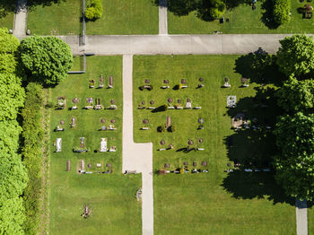 Aerial view of a cemetery