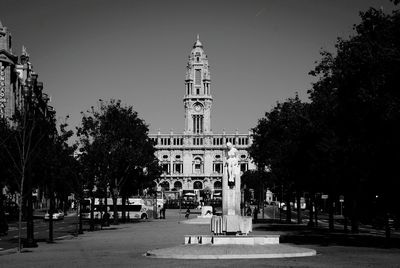 Street view of camara municipal do porto against clear sky