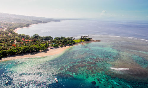 High angle view of sea against sky
