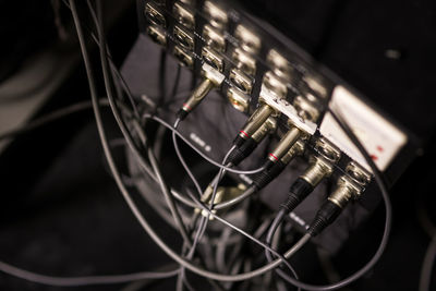 Close-up of camera signal cable