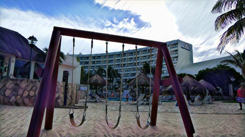 View of swing in playground