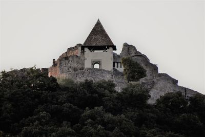 Low angle view of castle against clear sky