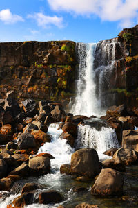 Scenic view of waterfall