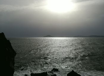 Scenic view of sea against sky on sunny day