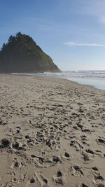 Scenic view of beach against sky