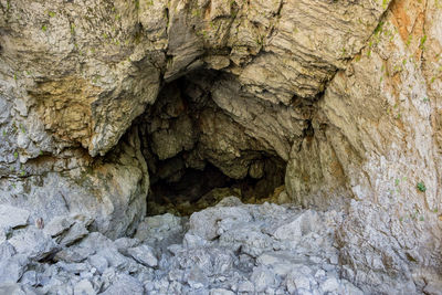 Close-up of rock formation in cave