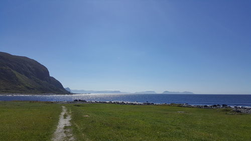 Scenic view of sea against clear sky