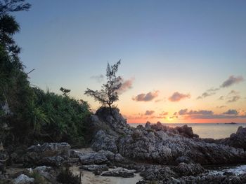 Scenic view of sea at sunset