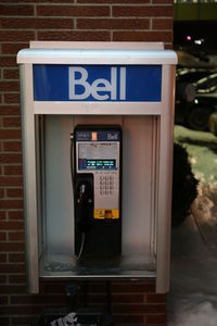 Close-up of telephone booth