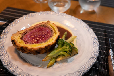 High angle view of meal served in plate