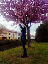 Full length of man standing on tree