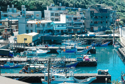 High angle view of marina