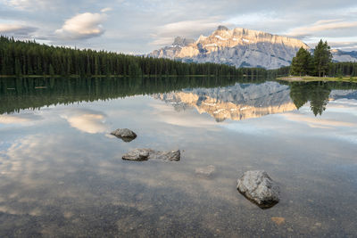 Scenic view of lake against sky