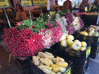 Various flowers for sale in market
