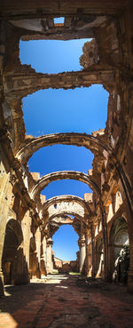 Low angle view of old ruin building