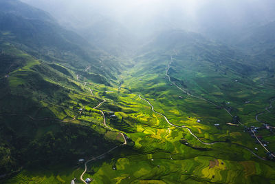 Full frame shot of terraced field