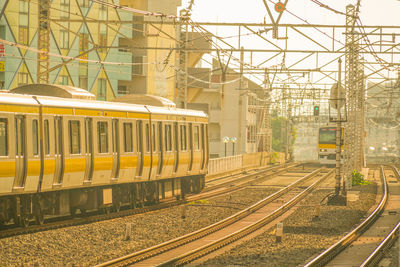 Train on railroad station platform