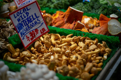 Close-up of meat for sale in market