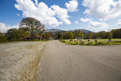 Surface level of road against sky