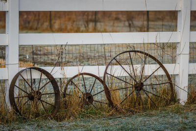 Damaged bicycle on field