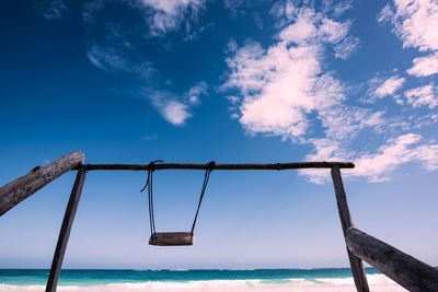 Scenic view of sea against blue sky