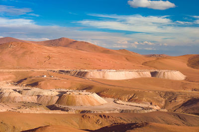 View from above of copper concentrate stockpile in a copper mine, chile