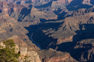 High angle view of rock formations on land