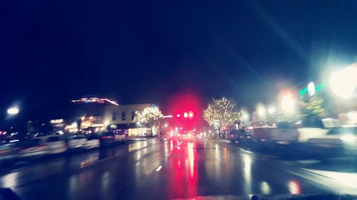 Light trails on city street at night