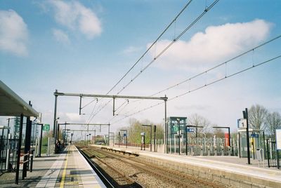 Railroad station platform against sky