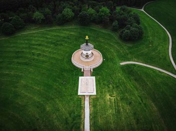 High angle view of empty lawn