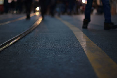 Surface level of road at night