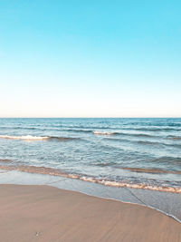 Scenic view of sea against clear sky