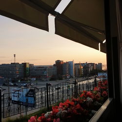 View of buildings against sky during sunset