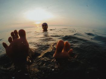 Scenic view of sea against sky during sunset