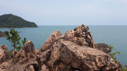 Scenic view of sea against clear sky