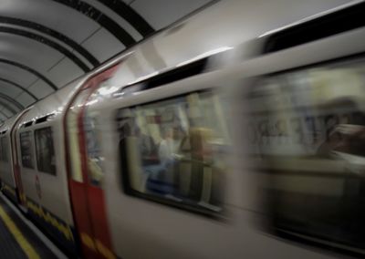 Blurred motion of train