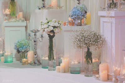 Flowers and candles at home